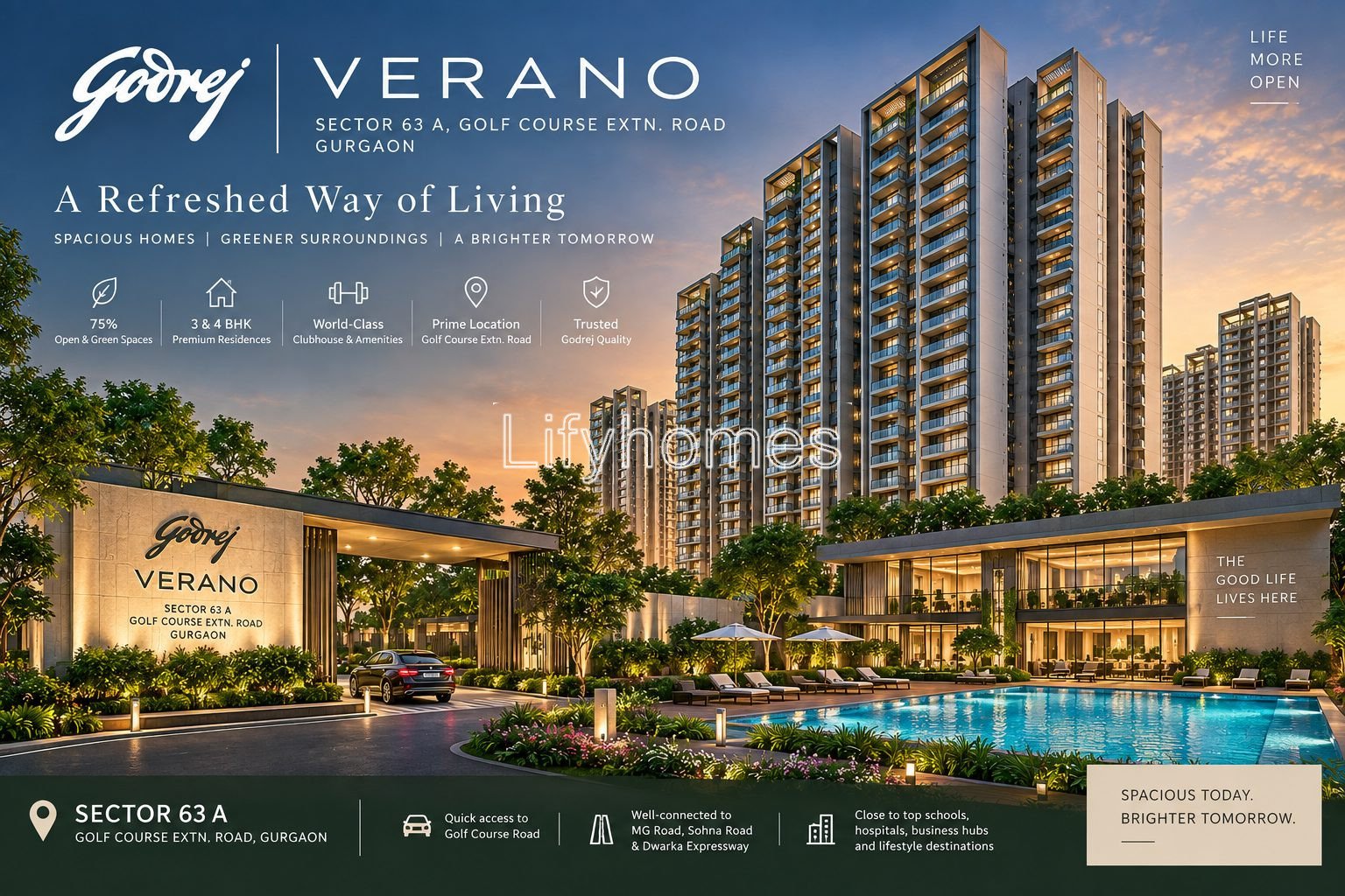 3 BHK Flat/Apartment For Sale in Godrej Verano, Sector 63A, Gurgaon