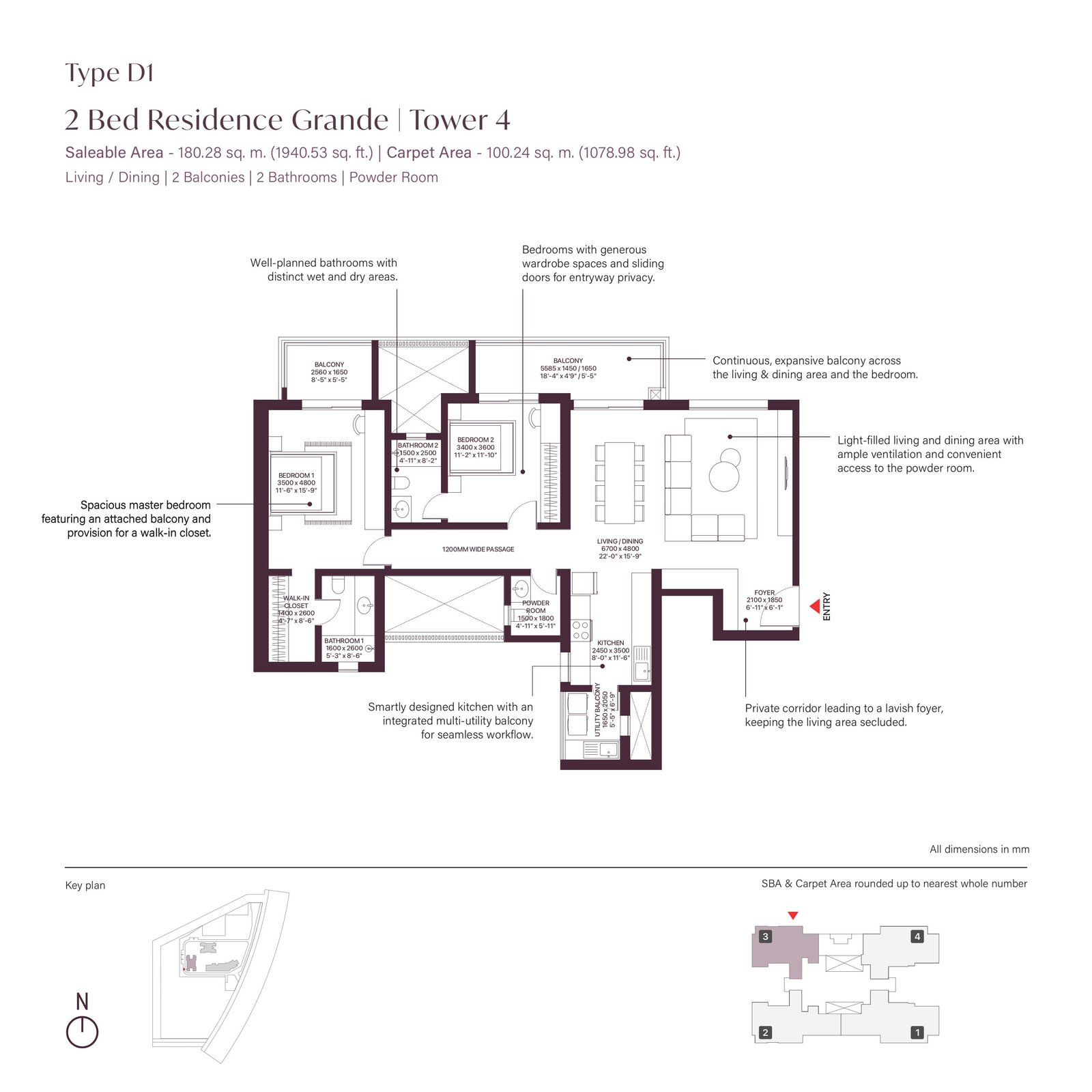 2 BHK floor plan