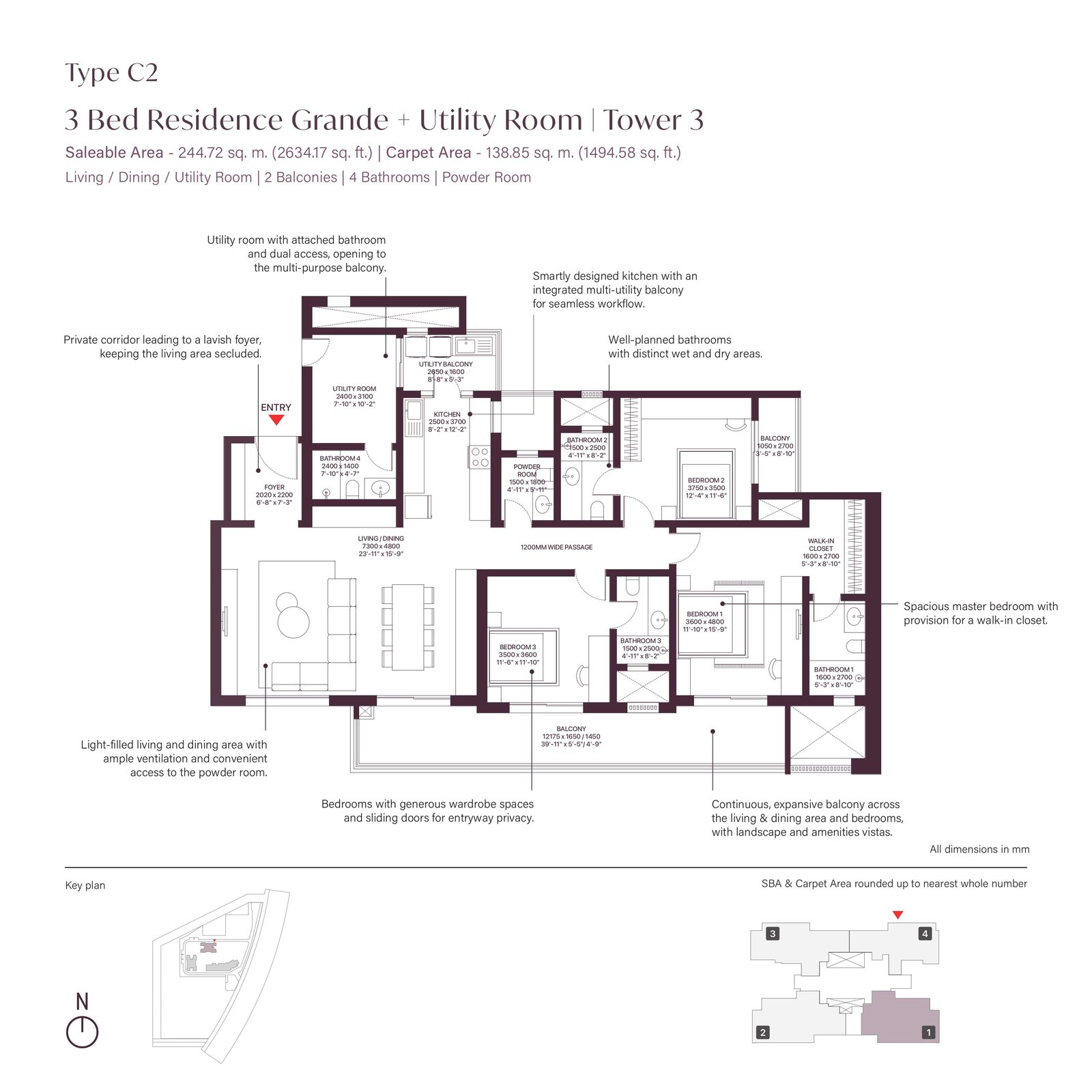 3 BHK plan