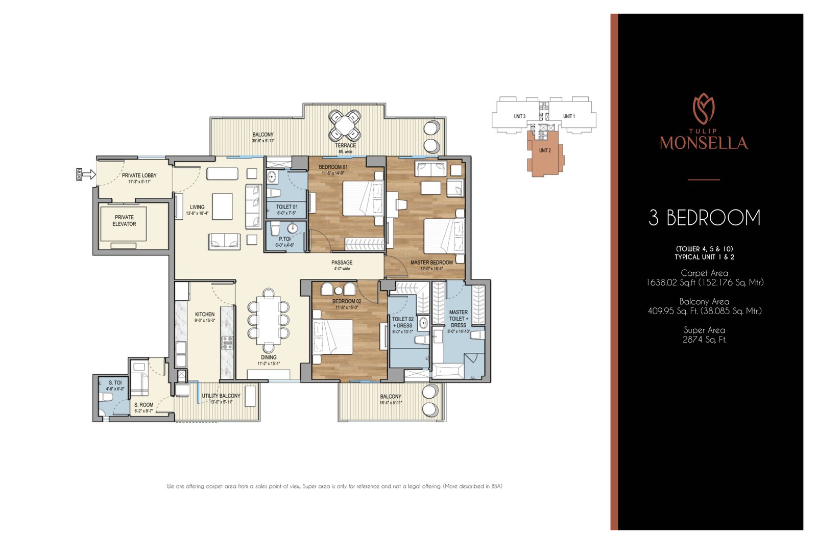 3 BHK floor plan