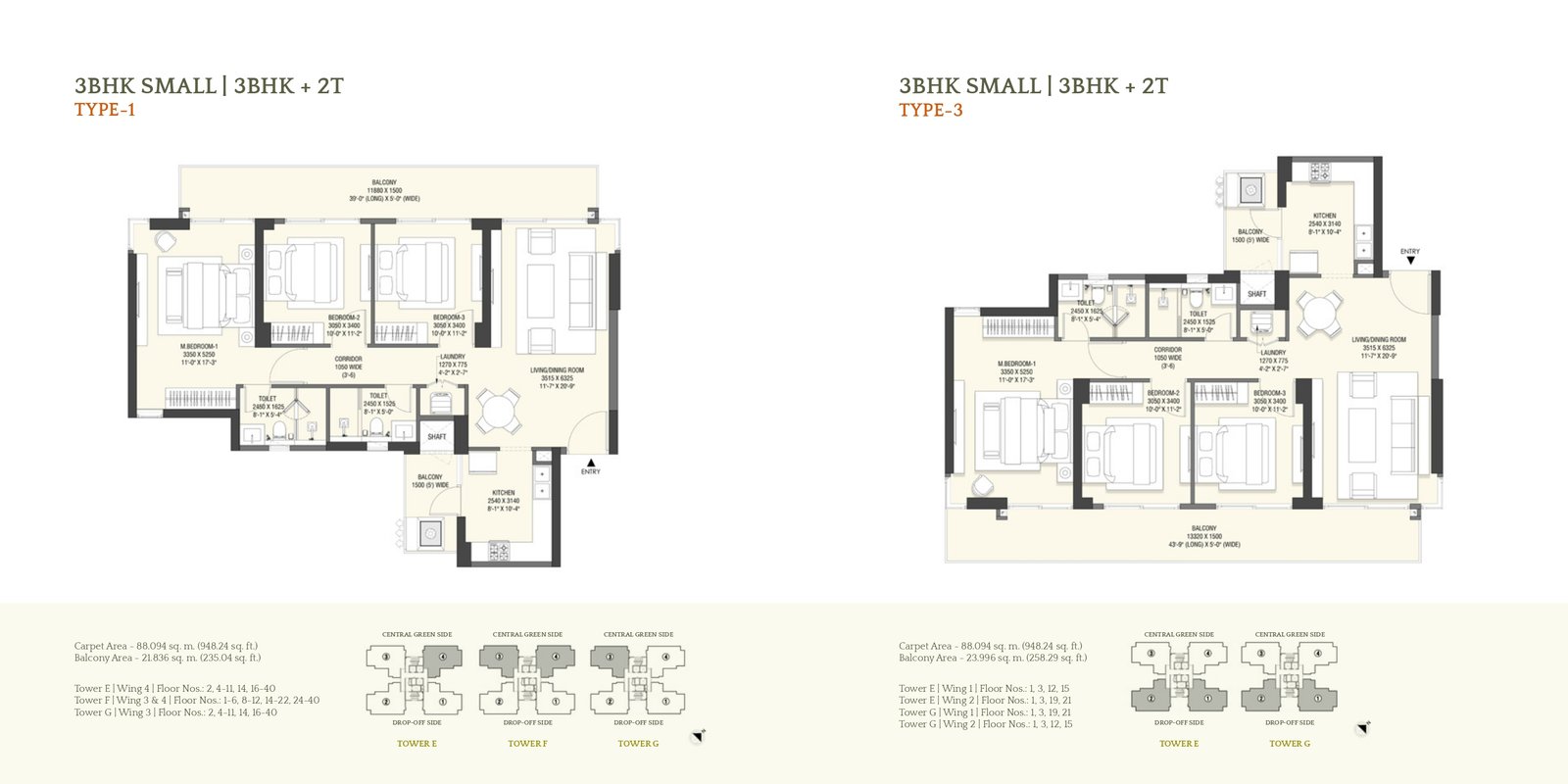 3 BHK floor plan